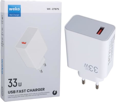 33 Watt Turbo Usb Şarj Başlık Adaptörü, M11, Beyaz, Weko