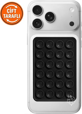 Çift Taraflı Silikon Vantuzlu Telefon Tutucu, Ahtapot Vakumlu Tasarım, Telefon Arkası Kılıf Tutucu, Araç ve Masa Üstü Kullanım, Tüm Cep Telefonu Modellerine Uygun, Siyah, Çift Taraflı