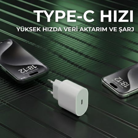 20W USB-C PD Hızlı Şarj Adaptörü | iPhone ve Android Uyumlu | Type-C Hızlı Şarj Başlığı, Güç Kaynağı | Yüksek Voltaj ve Kısa Devre Korumalı, Beyaz