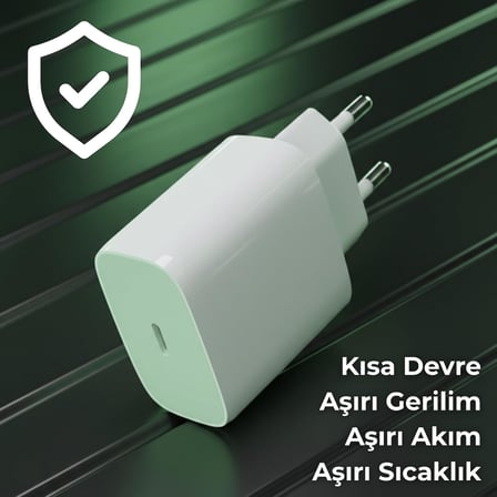 20W USB-C PD Hızlı Şarj Adaptörü | iPhone ve Android Uyumlu | Type-C Hızlı Şarj Başlığı, Güç Kaynağı | Yüksek Voltaj ve Kısa Devre Korumalı, Beyaz