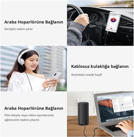 3.5 mm Hi-Fi Erkek to Erkek TRRS Aux Ses ve Mikrofon Kablosu 1.5 Metre Siyah