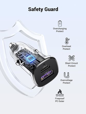 30W 2 Portlu Araç İçi Şarj Cihazı Çakmaklık Adaptörü, 25845