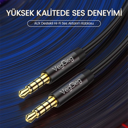 3.5mm Jack TRRS Hi-Fi Örgülü AUX Mikrofon ve Ses Kablosu 3 Metre