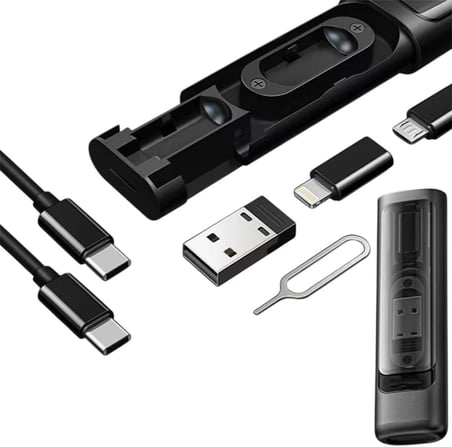 STORE Cep Tipi 60W Bas Aç Type-C,Şarj,Micro USB Hızlı Şarj Data Kablo Seti Destekli 5'i 1 Arada Seyahat Kablo Seti Kompakt Seyahat Kiti