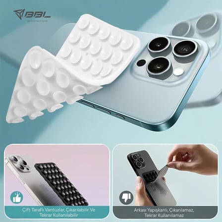 Telefon Arkasına Yapışan Silikon Vantuzlu Telefon Kılıfı Tutucu Araç Telefon Tutucu Ahtapot Vakumlu Telefon Tutucu (Şeffaf (Çift Taraflı))
