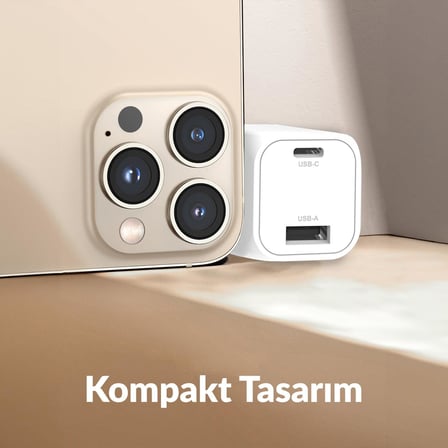 35W GaN USB-C + USB-A Şarj Aleti iPhone & Samsung PPS Uyumlu PD QC4.0 Type-C Hızlı Şarj Cihazı