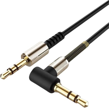 ® 3.5mm AUX Kablosu Jak Erkek Erkek L Tipi 1 Metre Ses Aktarım Kablosu