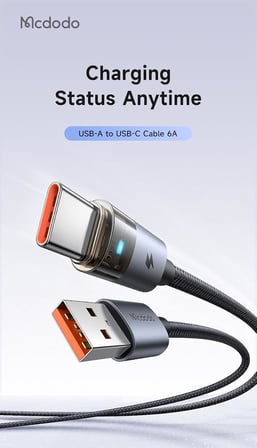 CA-6891 USB-A TO TYPE-C 1,2 m Kablo Şarj Işıklı