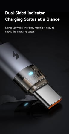 CA-6891 USB-A TO TYPE-C 1,2 m Kablo Şarj Işıklı