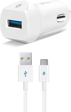 SpeedCharger QC 3.0 Type-C 120cm Kablolu Araç Şarj Aleti - Beyaz (2CKQC01C)