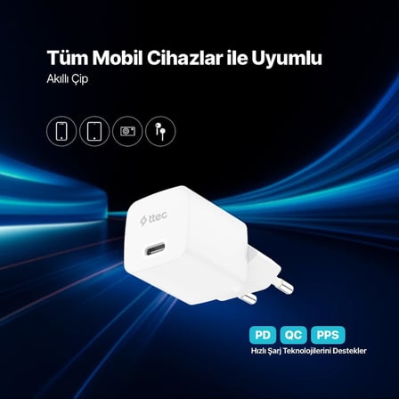 SmartCharger GAN 30W PD USB-C Seyahat Hızlı Şarj Aleti 2SCG30B