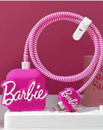 Iphone 18W/20W ile uyumlu Barbie Şarj Kılıfı, Şarj Kablosu Örme Aparatı, Toparlayıcı, Kablo Koruyucu