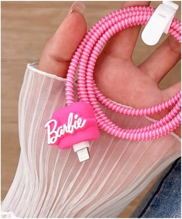 Iphone 18W/20W ile uyumlu Barbie Şarj Kılıfı, Şarj Kablosu Örme Aparatı, Toparlayıcı, Kablo Koruyucu