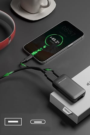 65W GaN Hızlı Şarj Adaptörü USB-C PD + USB-A Çift Çıkışlı Type-C Şarj Cihazı Laptop Tablet Telefon Uyumlu Power Delivery PPS Hızlı Şarj Siyah