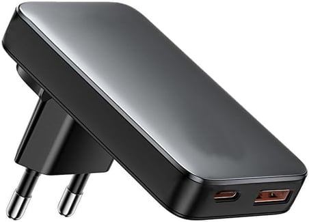 65W GaN Hızlı Şarj Adaptörü USB-C PD + USB-A Çift Çıkışlı Type-C Şarj Cihazı Laptop Tablet Telefon Uyumlu Power Delivery PPS Hızlı Şarj Siyah
