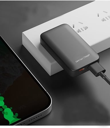 65W GaN Hızlı Şarj Adaptörü USB-C PD + USB-A Çift Çıkışlı Type-C Şarj Cihazı Laptop Tablet Telefon Uyumlu Power Delivery PPS Hızlı Şarj Siyah