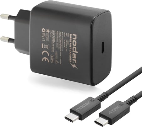45W Süper Hızlı USB-C Şarj Aleti Seti | 1 Metre Type-C to Type-C Kablo Dahil | PD Hızlı Şarj, Kısa Devre ve Yüksek Voltaj Korumalı | Siyah, ND1007
