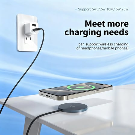 Qi2 Sertifakalı 25W Manyetik Kablosuz Şarj Cihazı, Kablosuz Teknoloji, iOS ve Android ile Uyumlu, Alüminyum Alaşım 4.9MM İncelikte Telefonlar ve Kulaklıklar için