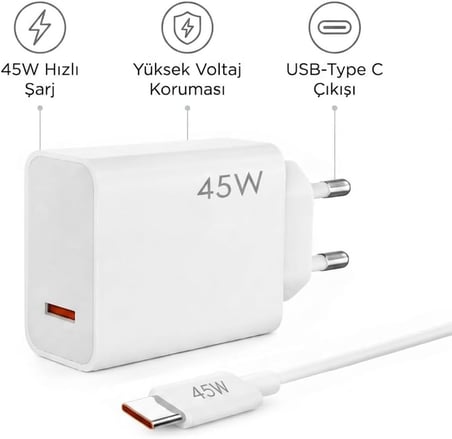 45W USB Type-C Yüksek Hızlı Şarj Adaptörü