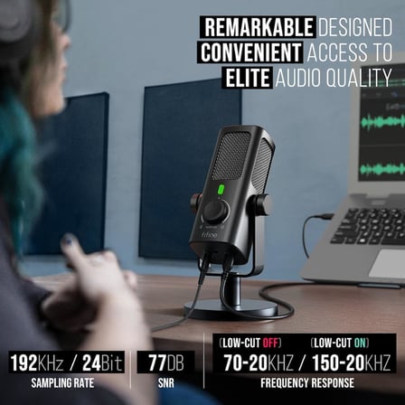 Stüdyo Kayıt/Bilgisayar Akışı için USB-Podcast-Kondenser-Mikrofon, YouTube Müzik Vokal Oluşturma için Masaüstü-Metal-Mic, Monitör-Mix Ses Kontrolü, Düşük Kesim Anahtarı (PROFILE3)
