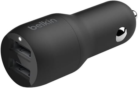 Boost Charge Çift USB Araç Şarj Cihazı 24 W + USB-A - USB-A kablosu (Çift USB-A Bağlantı Noktalı Şarj Cihazı)
