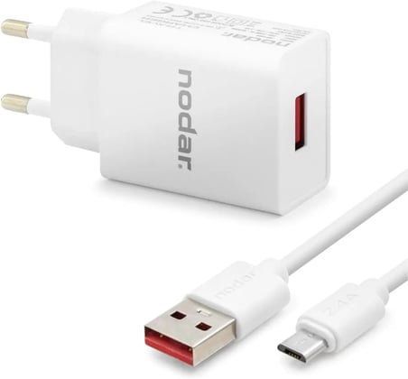 12W 2.4A Micro USB Hızlı Şarj Seti - USB Duvar Adaptörü ve Hızlı Şarj/Data Kablosu, Akıllı Akım Korumalı Ev ve Seyahat Tipi Şarj Cihazı (Parlak Beyaz)