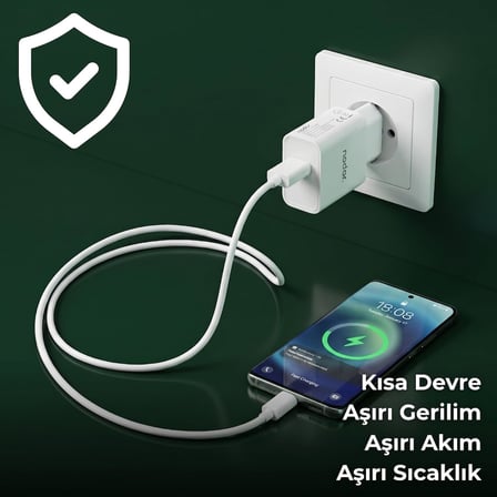 12W 2.4A Micro USB Hızlı Şarj Seti - USB Duvar Adaptörü ve Hızlı Şarj/Data Kablosu, Akıllı Akım Korumalı Ev ve Seyahat Tipi Şarj Cihazı (Parlak Beyaz)