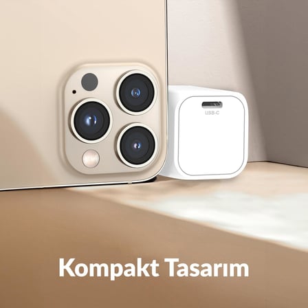 20W GaN USB-C Şarj Aleti iPhone & iPad & Android Uyumlu PD QC4.0 Type-C Hızlı Şarj Cihazı