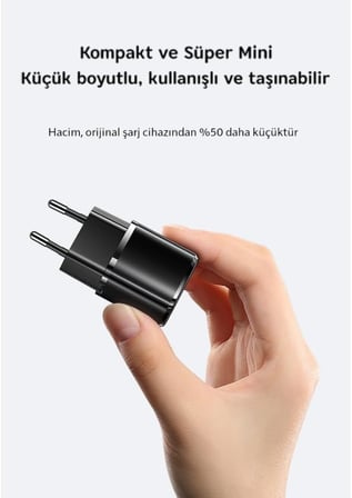 20W PD Hızlı Şarj Adaptörü | iPhone ve Tüm USB-C Cihazlar için Süper Hızlı Şarj | Kompakt ve Taşınabilir Tasarım