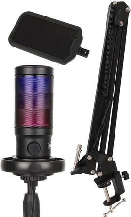 V6 RGB Set USB Oyuncu ve Yayıncı Mikrofonu Condenser Stüdyo (Kayıt Gaming Tiktok Twitch Canlı yayın Discord Youtube)