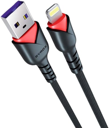 C93 2.0 MAH İPH 1 MT GÜL DESENLİ KABLO Araç Şarjı, Siyah