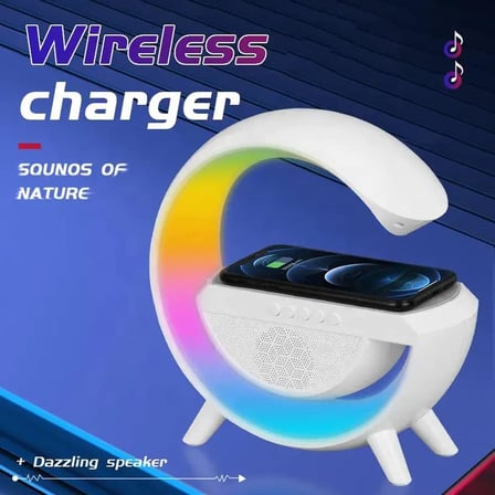 G Akıllı Işık Bluetooth Hoparlör Gökkuşağı 5W Hızlı Kablosuz Şarj Cihazı Rgb Işıklı Masa Lambası Hoparlör Telefon Görüşmesi Yapılabilir Bluetooth BS-23