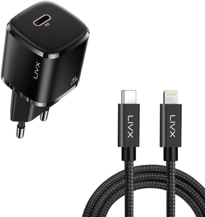 Rapid 20W USB-C Mini PD Hızlı Şarj Cihazı Güç Adaptörü ve 1 metre Iphone şarj kablosu L23 - BLT-00