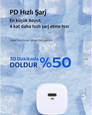 Rapid 20W USB-C Mini PD Hızlı Şarj Cihazı Güç Adaptörü ve 1 metre Iphone şarj kablosu L23 - BLT-00
