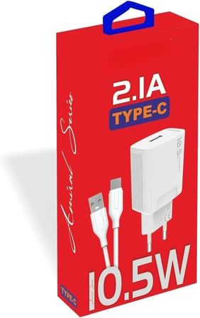 Yetty 10.5W Şarj Adaptörü + Type-c Kablo Beyaz KDR-20T (Yerli Üretim)
