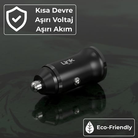 C480e 12W 2x USB Araç İçi Şarj Adaptörü (Başlık) Siyah
