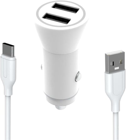Yetty 12W 2 in 1 Araç Şarj Cihazı +1m Type-C Kablo Beyaz YC-30T (Yerli Üretim)