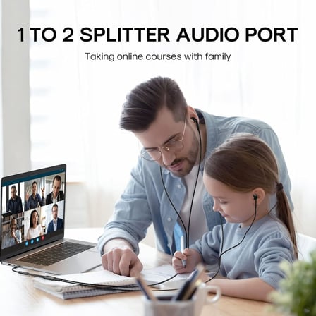 SY-A04 Headphone Male to 2-Female Y-splitter Audio Cable 0.2M - Black