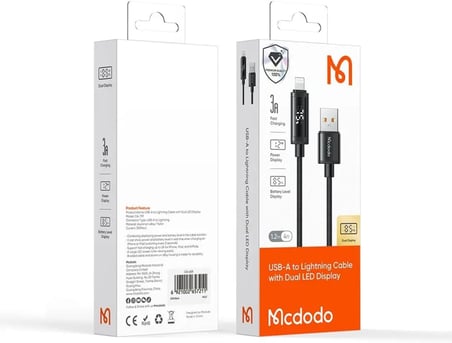CA-7970 USB-A TO LİGTNİNG Çift LED Ekranlı 3A KABLO