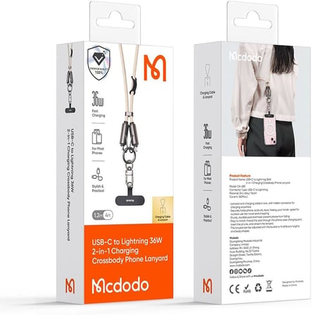 Ca-6821 Çok Işlevli Boyun Askili 1.2M Type-C To Lightning Haki