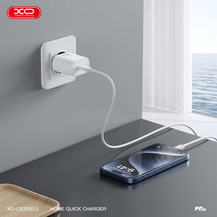 XO Hızlı Şarj Adaptörü CE25| 1 Lightning Kablo | 25W Max Power | Akım Korumalı | Hızlı Şarj Çip | Tablet, Notebook, Cep Telefonu, Konsol | Beyaz
