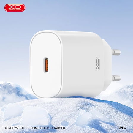 XO Hızlı Şarj Adaptörü CE25| 1 Lightning Kablo | 25W Max Power | Akım Korumalı | Hızlı Şarj Çip | Tablet, Notebook, Cep Telefonu, Konsol | Beyaz