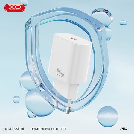 XO Hızlı Şarj Adaptörü CE25| 1 Lightning Kablo | 25W Max Power | Akım Korumalı | Hızlı Şarj Çip | Tablet, Notebook, Cep Telefonu, Konsol | Beyaz