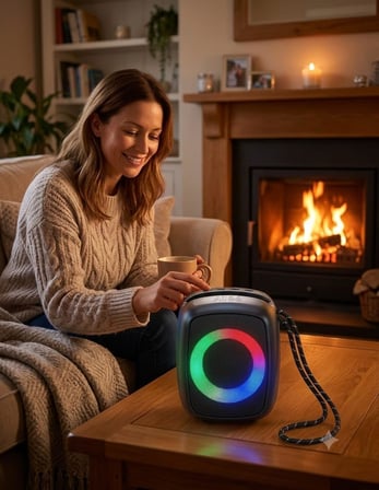 Bluetooth Hoparlör 8W RGB LED USB Hafıza Kartı Destekli (ÜST KISMI ROSE)