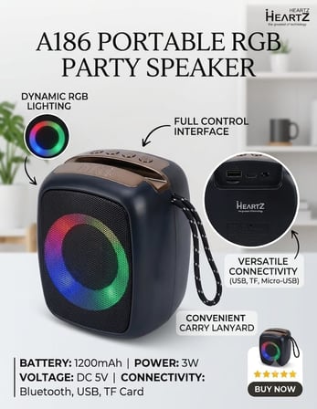 Bluetooth Hoparlör 8W RGB LED USB Hafıza Kartı Destekli (ÜST KISMI ROSE)