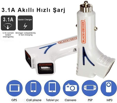 PIUSB2BE 3.1 Amper Çift Çıkışlı USB Araç Şarj Cihazı
