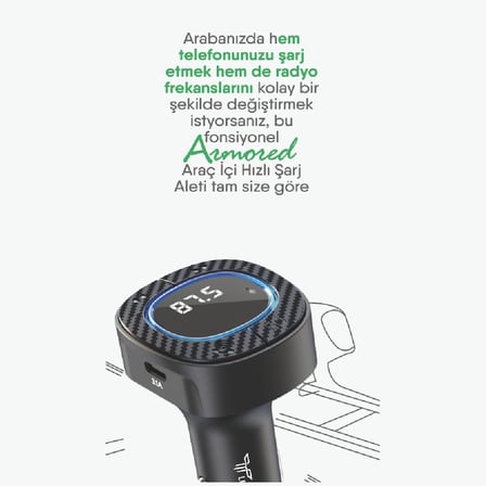 Bluetooth FM Transmitter USB Destekli Araç Şarjı