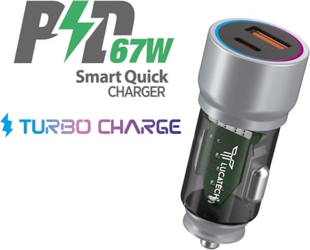 67W TURBO Araç Şarj Başlığı – USB + PD Girişli