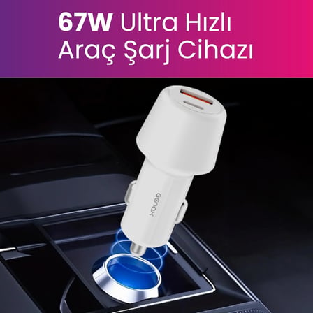 67W Ultra Hızlı Çift Port Araç Şarj Başlığı
