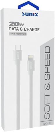 20W Soft Kablo Usb-C/Lightning Şarj Ve Data Kablosu Beyaz Sc-11
